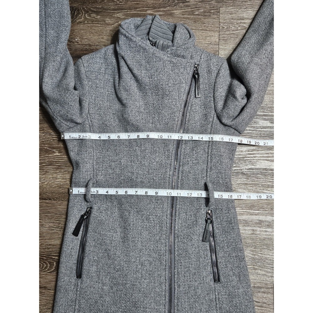 Calvin Klein Grey Women's Wool Blend Angled Twill Wrap Belted Coat Size XS - Picture 11 of 15